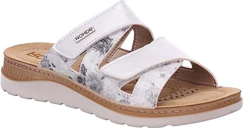 Rohde Slippers Baviera , sleehak, zomerschoen, pantoffels met logo-embleem