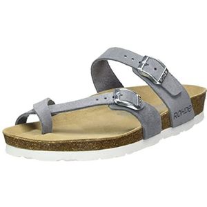 Rohde Alba klassieke sandalen voor dames, zomerschoenen, pantoffels, kurk-voetbed, 86 Basalt, 43 EU