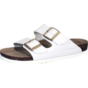 Rohde Alba klassieke sandalen voor dames, zomerschoenen, pantoffels, kurk-voetbed, 09 witte lak, 36 EU