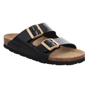 Rohde Alba klassieke sandalen voor dames, zomerschoenen, pantoffels, kurk-voetbed, 91 zwarte lak, 36 EU