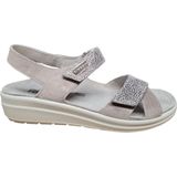 Rohde 5739 83 Dames Sandalen - Beige Zilver - Uitneembare Binnenzool - Klittenband Sluitingen