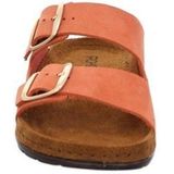 Gezondheidsslippers - Oranje - Leer - Sleehak met Gespen