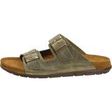 EASYS - Two-Strap Pantoffels - Zwart - Geborsteld Leer - Suède Binnenzool