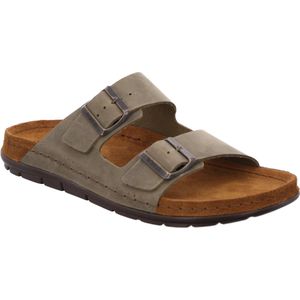 EASYS - Two-Strap Pantoffels - Zwart - Geborsteld Leer - Suède Binnenzool