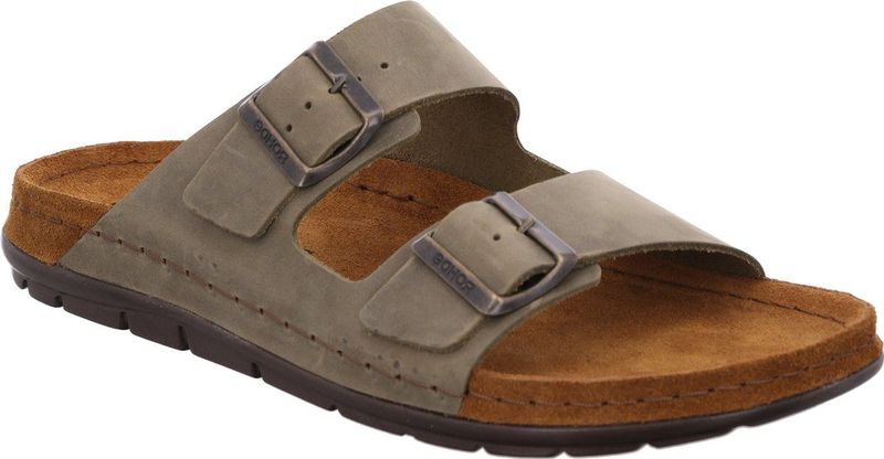 EASYS - Two-Strap Pantoffels - Zwart - Geborsteld Leer - Suède Binnenzool