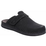 Rohde - Alassio - Pantoffel - Zwart - Nubuckleer - Verstelbare Klittenbandsluiting