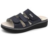 Rohde - Slippers - Blauw - Leer - Klittenbandsluitingen