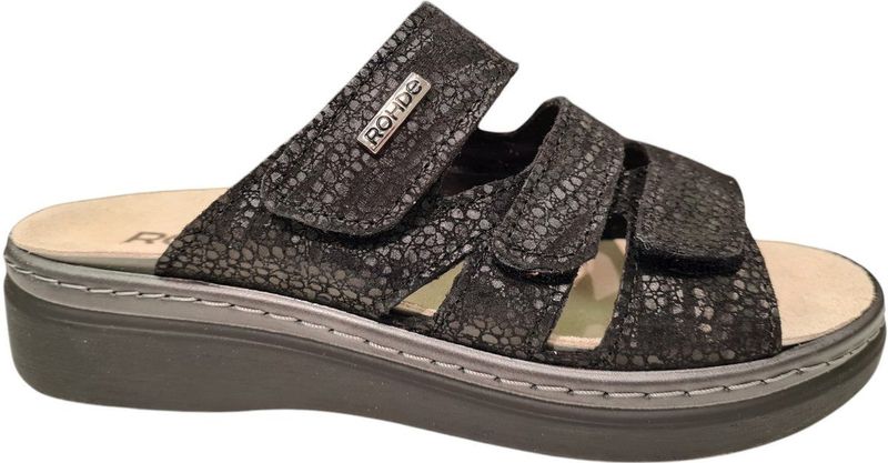 Rohde - Slippers 5221 - Gezondheidsslippers - Zwart - Leer