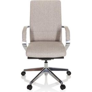 hjh OFFICE 601007 professionele bureaustoel BESSONA stof beige designer draaistoel met armleuningen, zitdiepte verstelbaar, ergonomisch