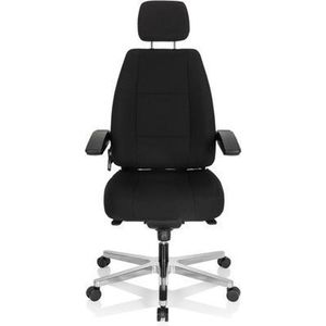 hjh OFFICE 608916 Hours Werkstoel, zwart, robuust, 24 uur, ergonomisch, tot 150 kg belastbaar, één maat