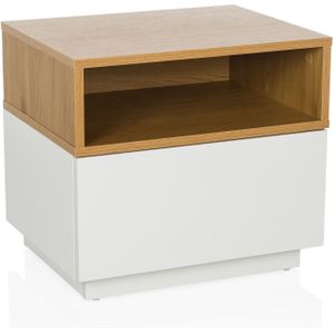 MELMO - Bijzettafel - Wit/Eiken - Hout