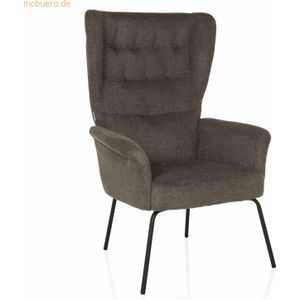 HAVENIO - Gestoffeerde Fauteuil - Donkergrijs - Bouclé Stof