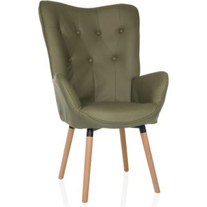 HAVENIO I - Gestoffeerde Fauteuil - Groen - Hoogwaardige Stof - Beukenhouten Poten