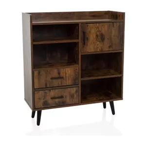 Metalen commode 80 cm breed, dressoir met 3 vakken en 2 deuren, metalen