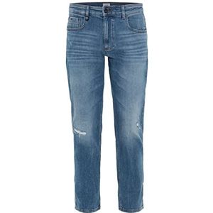 camel active Herenjeans in taps toelopende pasvorm met smartphone-tas, denim, blauw, 32W / 30L