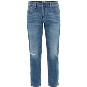 camel active Heren Denim Tapered Fit met Stretch Jeans, Lichtblauw (Bleach Blue), 35W x 30L