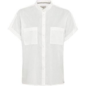 Camel Active - Katoen Blouse - Wit - Opstaande Kraag