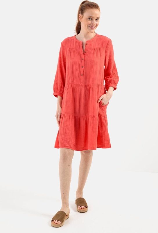 Camel Active - Mousseline Jurk - Coral - Katoen - Ademend