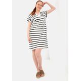 camel active Polo jurk in piqué katoen - Maat womenswear-M - Wit-Blauw