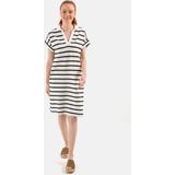 camel active Polo jurk in piqué katoen - Maat womenswear-M - Wit-Blauw