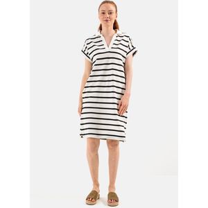camel active Polo jurk in piqué katoen - Maat womenswear-M - Wit-Blauw