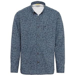 camel active Herenhemd met lange mouwen en allover-print, nachtblauw, L