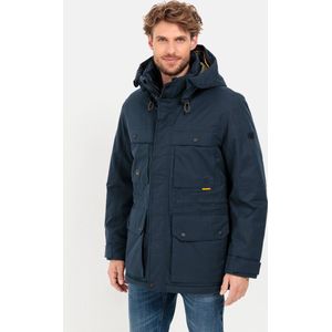 Camel Active tussenjas donkerblauw effen rits + knoop wijde fit katoen