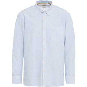 camel active - Oxford-overhemd - Blauw Wit - Duurzaam Organic Cotton
