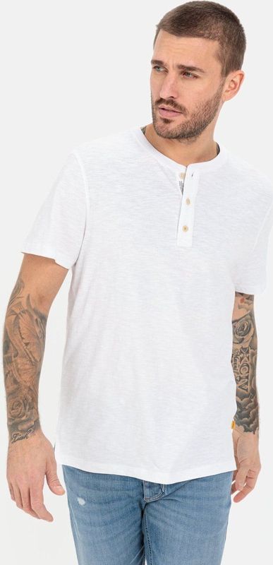 camel active Henleyshirt met korte mouwen van zuiver katoenenswear - Wit
