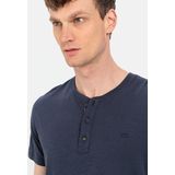 camel active Henleyshirt met korte mouwen van zuiver katoenenswear - Donkerblauw