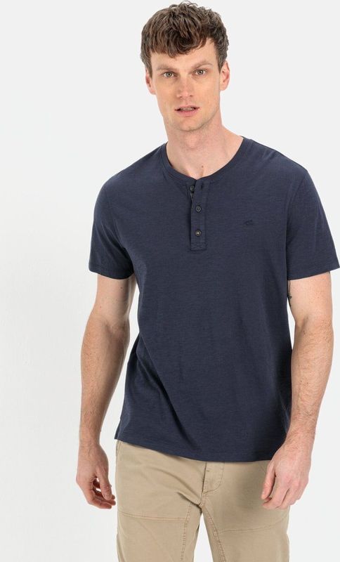camel active Henleyshirt met korte mouwen van zuiver katoenenswear - Donkerblauw