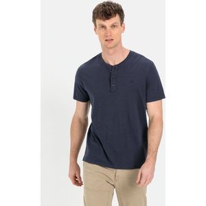 camel active Henleyshirt met korte mouwen van zuiver katoenenswear - Donkerblauw