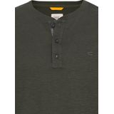 camel active - Henleyshirt - Groen - Korte Mouwen - Zuiver Katoen