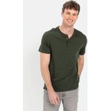 camel active - Henleyshirt - Groen - Korte Mouwen - Zuiver Katoen