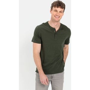 camel active - Henleyshirt - Groen - Korte Mouwen - Zuiver Katoen