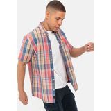 camel active - Geruite Overhemd - Rood-Blauw - Linnen Mix