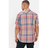 camel active - Geruite Overhemd - Rood-Blauw - Linnen Mix