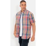 camel active - Geruite Overhemd - Rood-Blauw - Linnen Mix