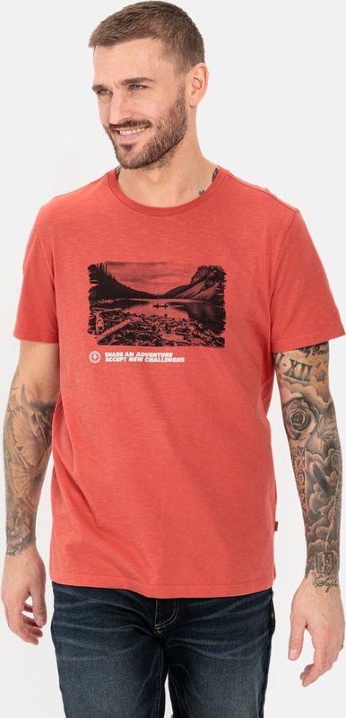 camel active T-shirt met print gemaakt van duurzame organic cottonenswear - Rood