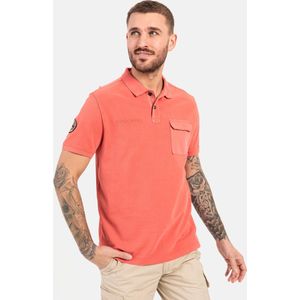 camel active Piqué poloshirt voor heren van gecertificeerd biologisch katoen, rood/oranje, XL