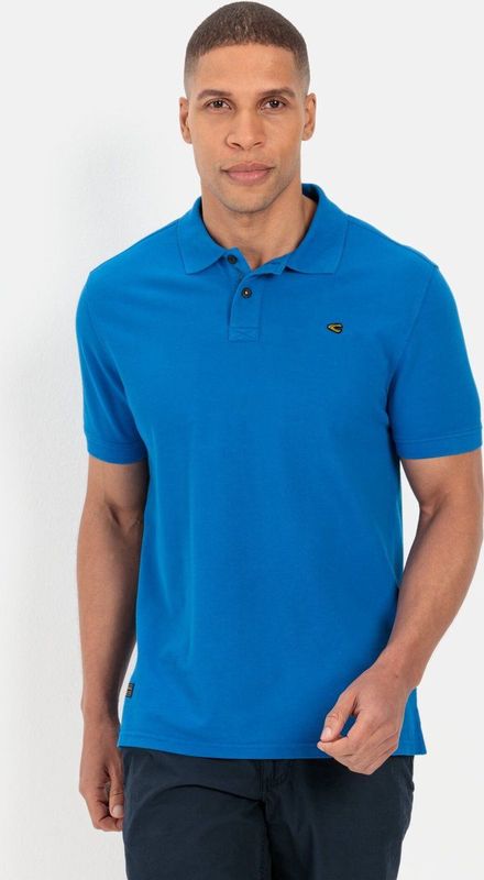 camel active - Poloshirt - Blauw - Katoen - Korte Mouwen - Regular Fit