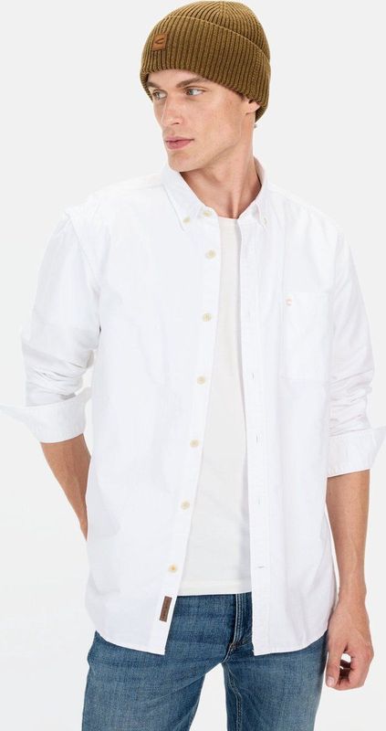 camel active - Oxford Overhemd - Wit - Gecertificeerd Organic Cotton