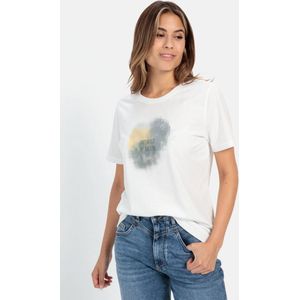camel active T-shirt met print gemaakt van duurzaam biologisch katoen - Maat womenswear-S - Wit-grijs
