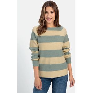 camel active - Gebreide Trui - Geel-groen - Met Gestreept Patroon