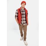 camel active - Lange Mouw Shirt - Baksteenrood - Puur Katoen - Ruitpatroon