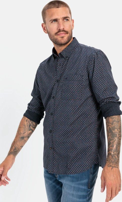 Camel Active - Overhemd - Donkerblauw - Geprint - 100% Katoen