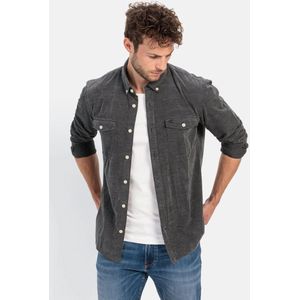 Camel Active - Herenoverhemd - Donkergrijs - Regular Fit - Geborduurd Logo