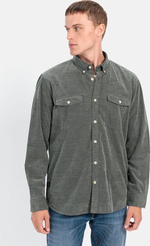 Camel Active - Overshirt - Groen - Katoen - Wijde Fit - Dubbele Borstzak