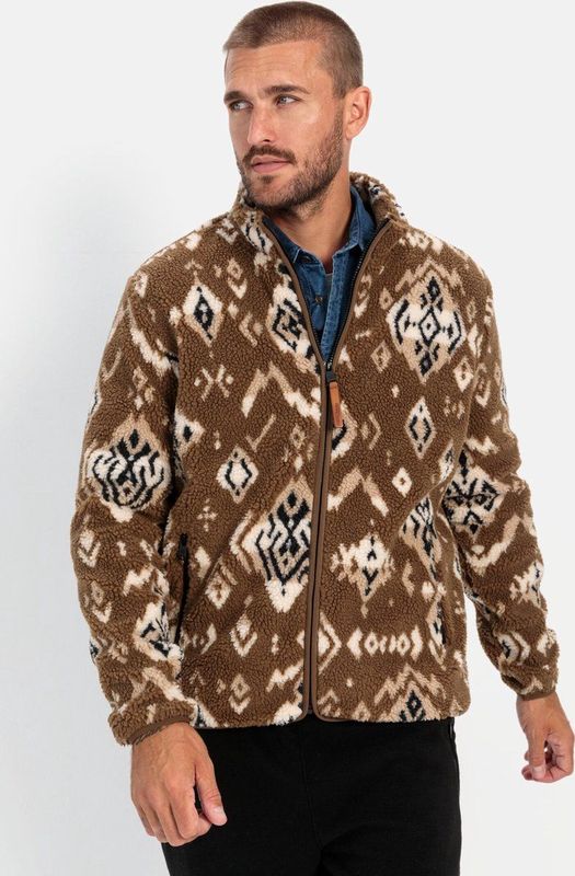 Camel Active - Fleecejas - Camel - Pluche - Jacquard-Patroon