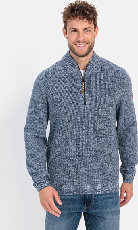 Camel Active - Trui - Blauw - Gemêleerd - Half Zip